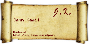 Jahn Kamil névjegykártya